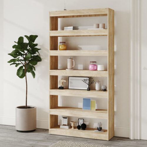 Book Cabinet/Room Divider Sonoma Oak 100x30x198cm Engineered wood - Image 3
