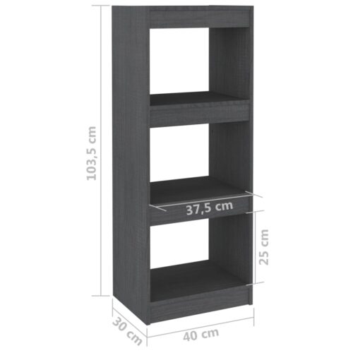 Book Cabinet/Room Divider Grey 40x30x103.5cm Solid Pinewood - Image 8