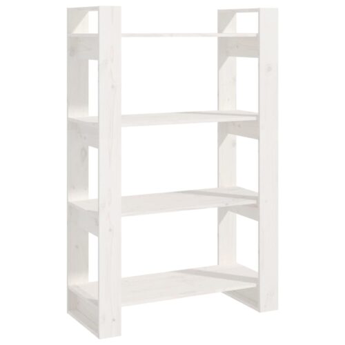 Book Cabinet/Room Divider White 80x35x125cm Solid Wood Pine - Image 2