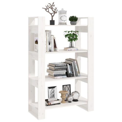 Book Cabinet/Room Divider White 80x35x125cm Solid Wood Pine - Image 4