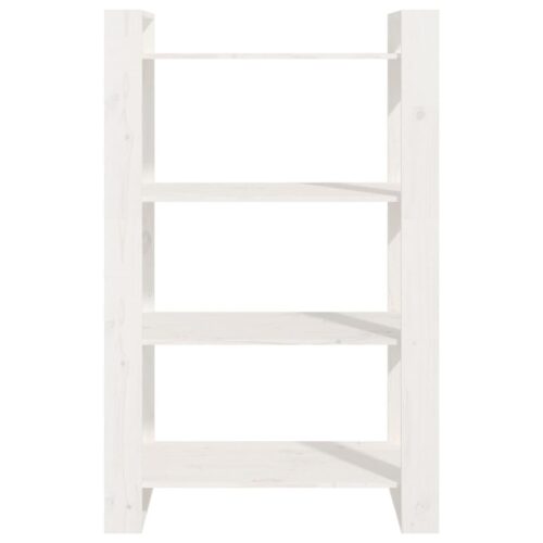 Book Cabinet/Room Divider White 80x35x125cm Solid Wood Pine - Image 5