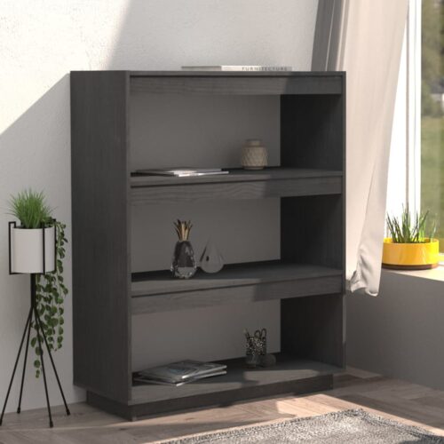 Book Cabinet/Room Divider Grey 80x35x103cm Solid Pinewood - Image 3