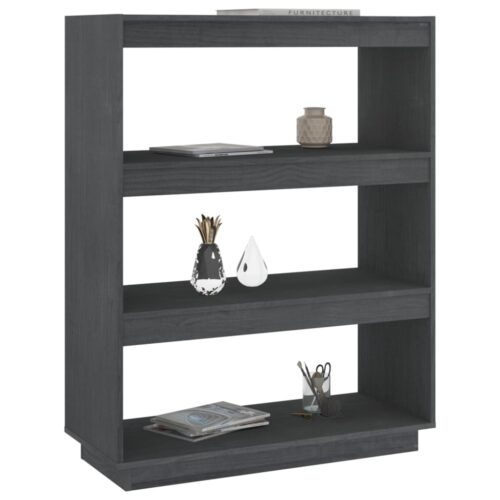 Book Cabinet/Room Divider Grey 80x35x103cm Solid Pinewood - Image 4