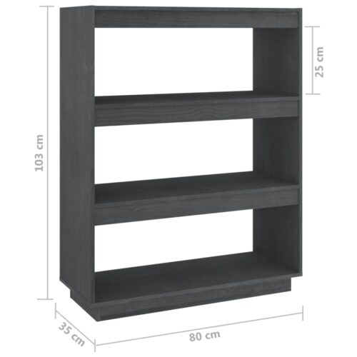 Book Cabinet/Room Divider Grey 80x35x103cm Solid Pinewood - Image 8