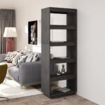 Book Cabinet/Room Divider Grey 60x35x167cm Solid Pinewood