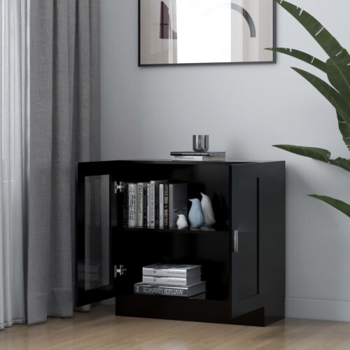 Vitrine Cabinet Black 82.5x30.5x80cm Engineered Wood - Image 3