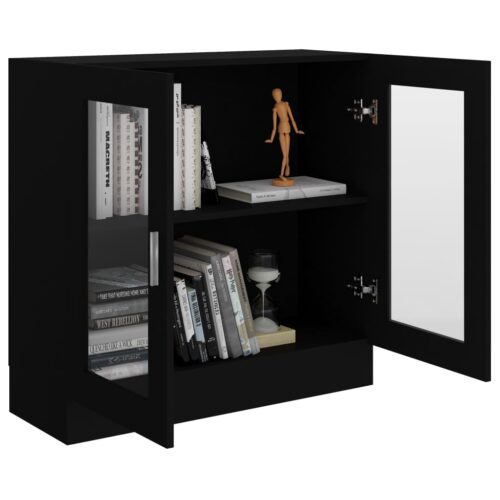 Vitrine Cabinet Black 82.5x30.5x80cm Engineered Wood - Image 4