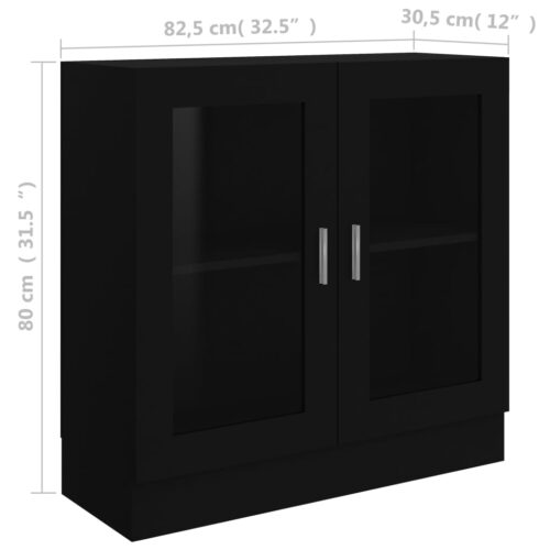 Vitrine Cabinet Black 82.5x30.5x80cm Engineered Wood - Image 8