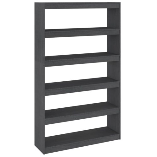 Book Cabinet/Room Divider Grey 100x30x167.5cm Solid Pinewood - Image 2