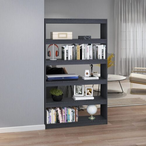 Book Cabinet/Room Divider Grey 100x30x167.5cm Solid Pinewood - Image 3