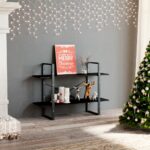 2-Tier Book Cabinet Black 100x30x70cm Engineered Wood