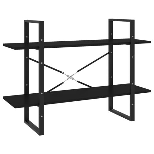 2-Tier Book Cabinet Black 100x30x70cm Engineered Wood - Image 2