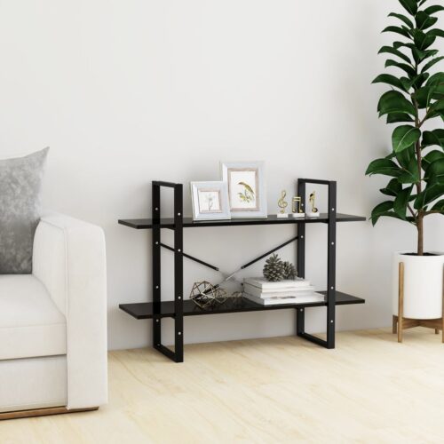 2-Tier Book Cabinet Black 100x30x70cm Engineered Wood - Image 3