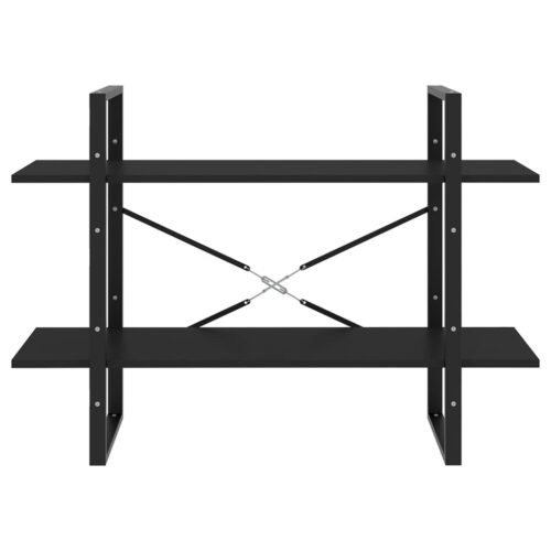 2-Tier Book Cabinet Black 100x30x70cm Engineered Wood - Image 5