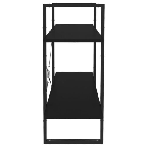 2-Tier Book Cabinet Black 100x30x70cm Engineered Wood - Image 6