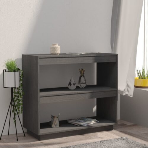 Book Cabinet Grey 80x35x71cm Solid Pinewood - Image 3