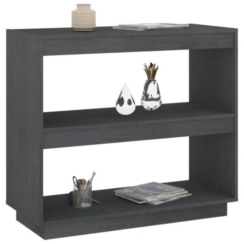 Book Cabinet Grey 80x35x71cm Solid Pinewood - Image 4