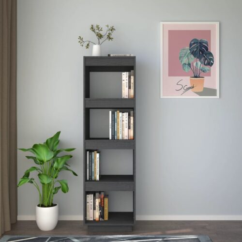 Book Cabinet/Room Divider Grey 40x35x135cm Solid Pinewood - Image 3
