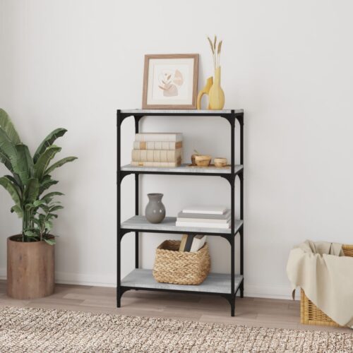 Book Cabinet Grey Sonoma 60x33x100cm Engineered Wood Steel - Image 3