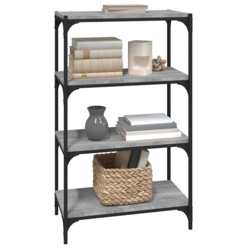 Book Cabinet Grey Sonoma 60x33x100cm Engineered Wood Steel - Image 4