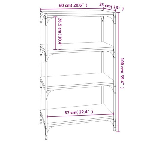 Book Cabinet Grey Sonoma 60x33x100cm Engineered Wood Steel - Image 9