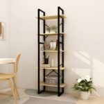 5-Tier Book Cabinet 60x30x175cm Pinewood
