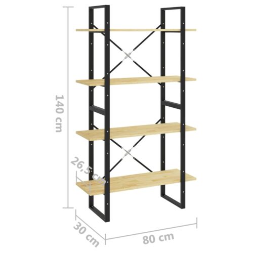 4-Tier Book Cabinet 80x30x140cm Solid Pine Wood - Image 8