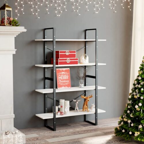 4-Tier Book Cabinet White 100x30x140cm Solid Pine Wood
