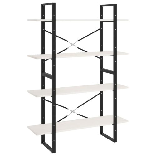 4-Tier Book Cabinet White 100x30x140cm Solid Pine Wood - Image 2