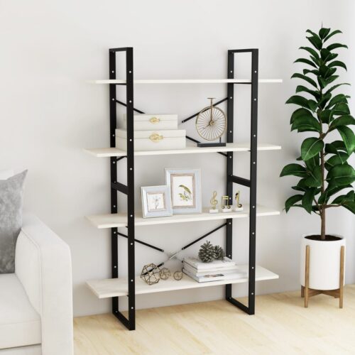 4-Tier Book Cabinet White 100x30x140cm Solid Pine Wood - Image 3