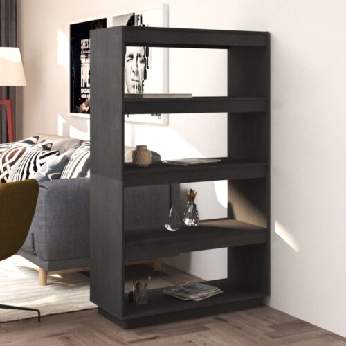 Book Cabinet/Room Divider Grey 80x35x135cm Solid Pinewood
