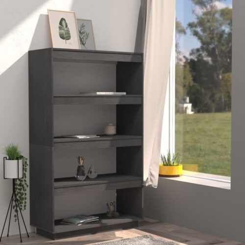 Book Cabinet/Room Divider Grey 80x35x135cm Solid Pinewood - Image 3