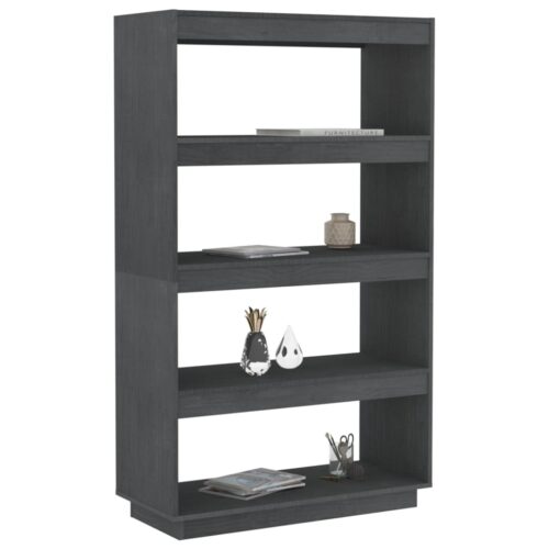 Book Cabinet/Room Divider Grey 80x35x135cm Solid Pinewood - Image 4