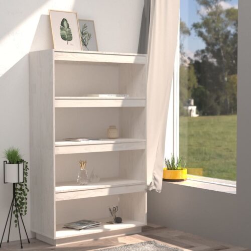 Book Cabinet/Room Divider White 80x35x135cm Solid Pinewood - Image 3
