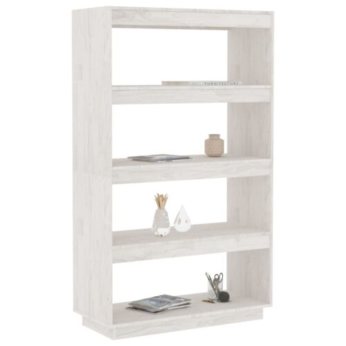 Book Cabinet/Room Divider White 80x35x135cm Solid Pinewood - Image 4