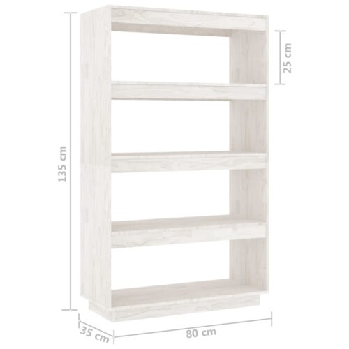 Book Cabinet/Room Divider White 80x35x135cm Solid Pinewood - Image 8