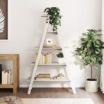 5-Tier Bookshelf A-Shape Display Storage Cabinet Book Rack Shelf Wood White