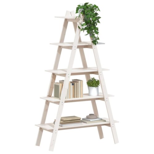 5-Tier Bookshelf A-Shape Display Storage Cabinet Book Rack Shelf Wood White - Image 3