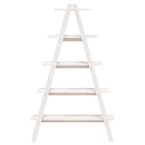 5-Tier Bookshelf A-Shape Display Storage Cabinet Book Rack Shelf Wood White - Image 4