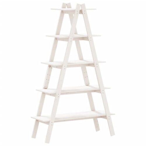 5-Tier Bookshelf A-Shape Display Storage Cabinet Book Rack Shelf Wood White - Image 6