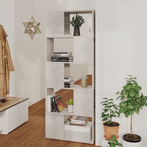 Book Cabinet Room Divider Concrete Grey 60x24x155cm