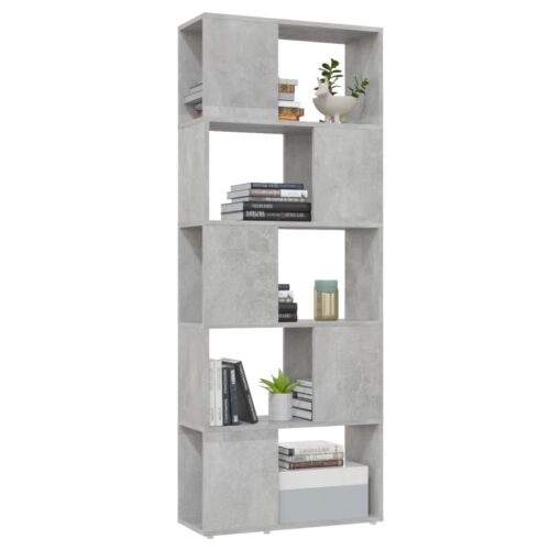 Book Cabinet Room Divider Concrete Grey 60x24x155cm - Image 4