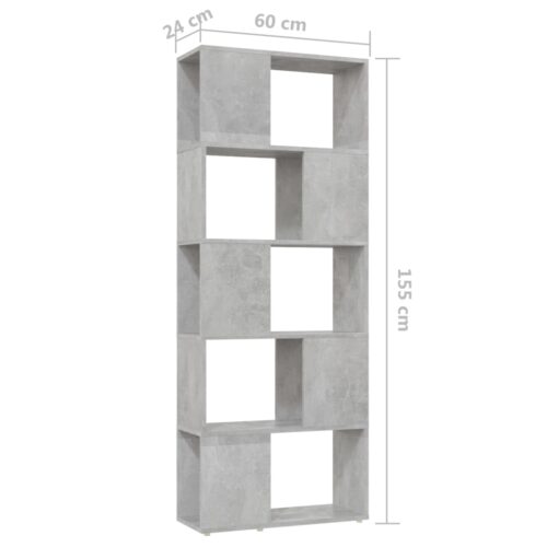Book Cabinet Room Divider Concrete Grey 60x24x155cm - Image 7