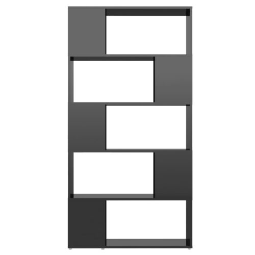 Book Cabinet Room Divider High Gloss Black 80x24x155cm Engineered Wood - Image 3