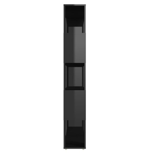 Book Cabinet Room Divider High Gloss Black 80x24x155cm Engineered Wood - Image 4