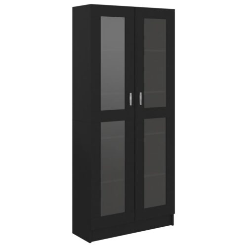 Vitrine Cabinet Black 82.5x30.5x185.5cm Engineered Wood - Image 2