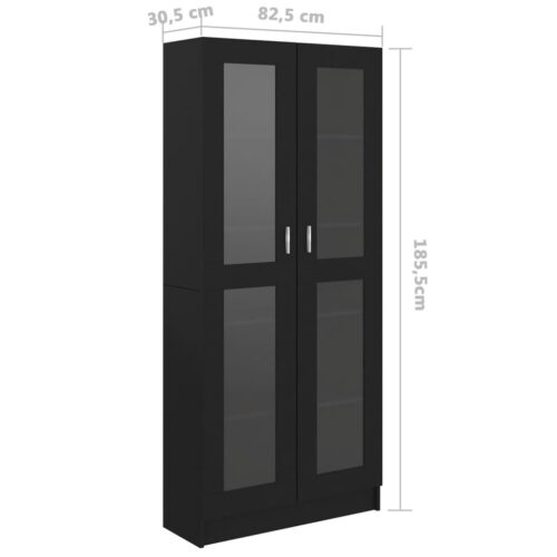 Vitrine Cabinet Black 82.5x30.5x185.5cm Engineered Wood - Image 8