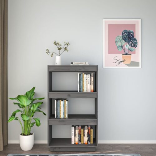 Book Cabinet/Room Divider Grey 60x35x103cm Solid Wood Pine - Image 3
