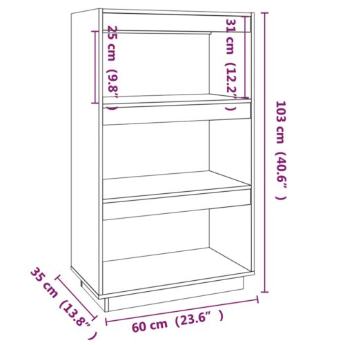 Book Cabinet/Room Divider Grey 60x35x103cm Solid Wood Pine - Image 8