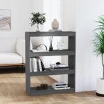 Book Cabinet/Room Divider Grey 80x30x103.5cm Solid Wood Pine